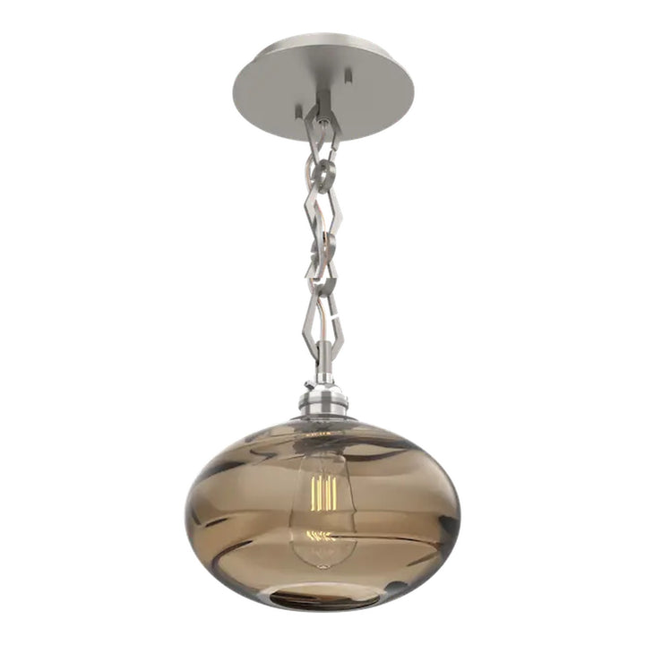 Coppa Pendant by Hammerton Studio in Beige Silver with Bronze glass on Diamond Chain