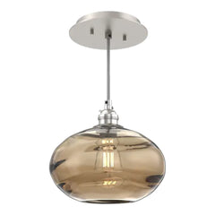 Coppa Pendant by Hammerton Studio in Beige Silver with Bronze glass on adjustable cord