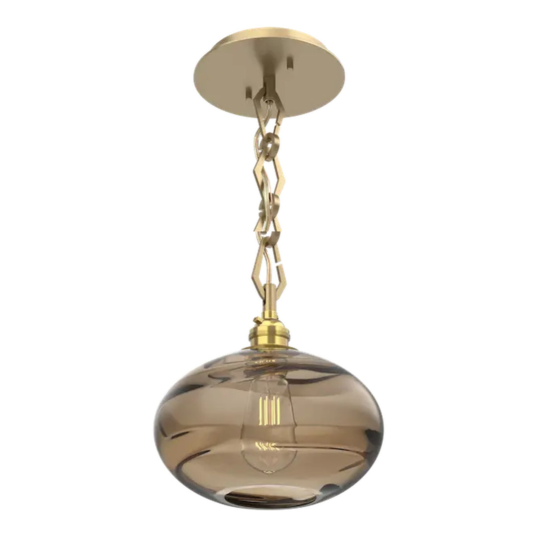 Coppa Pendant by Hammerton Studio in Gilded Brass with Bronze glass on Diamond Chain