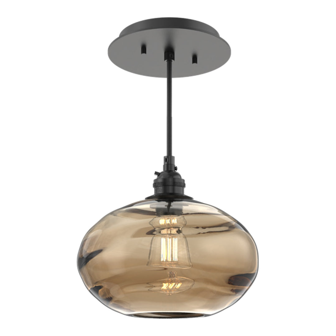 Coppa Pendant by Hammerton Studio in Matte Black with Bronze glass on adjustable cord