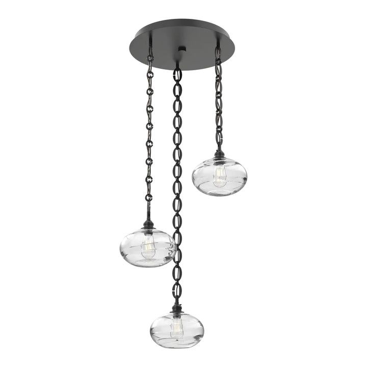 Coppa Round Pendant Chandelier by Hammerton Studio in Matte Black on Oval Chain