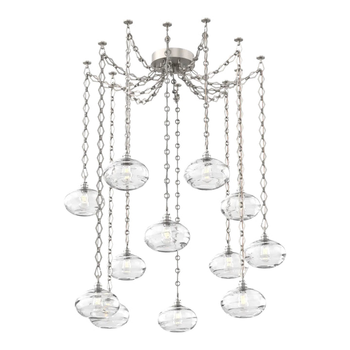 Coppa Swag Chandelier by Hammerton Studio in Beige Silver with Clear glass on Diamond Chain (12 Lights)