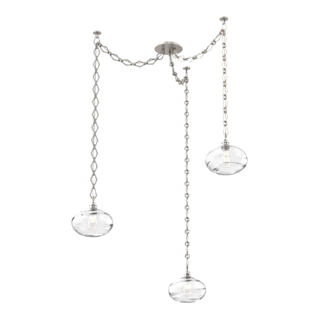 Coppa Swag Chandelier by Hammerton Studio in Beige Silver with Clear glass on Diamond Chain (3 Lights)