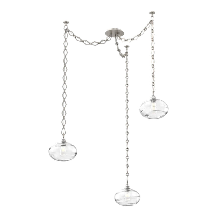 Coppa Swag Chandelier by Hammerton Studio in Beige Silver with Clear glass on Diamond Chain (3 Lights)