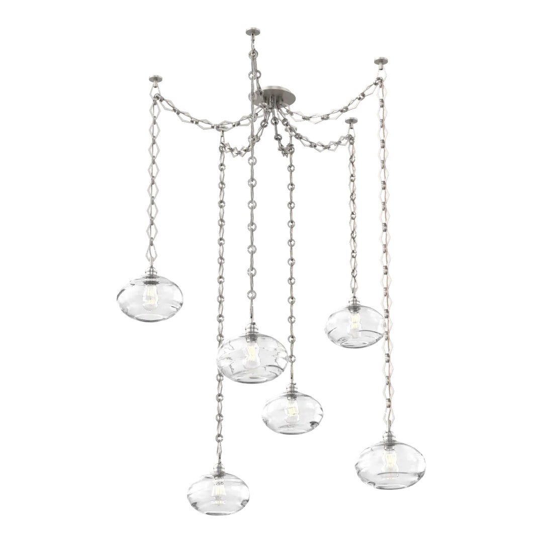 Coppa Swag Chandelier by Hammerton Studio in Beige Silver with Clear glass on Diamond Chain (6 Lights)