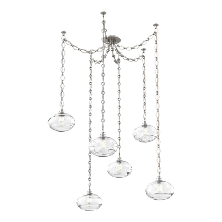 Coppa Swag Chandelier by Hammerton Studio in Beige Silver with Clear glass on Diamond Chain (6 Lights)