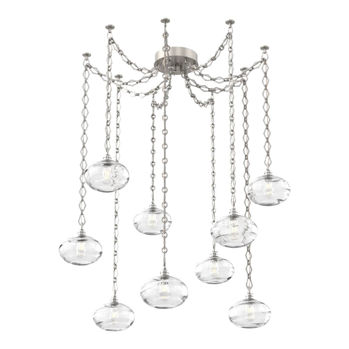 Coppa Swag Chandelier by Hammerton Studio in Beige Silver with Clear glass on Diamond Chain (9 Lights)