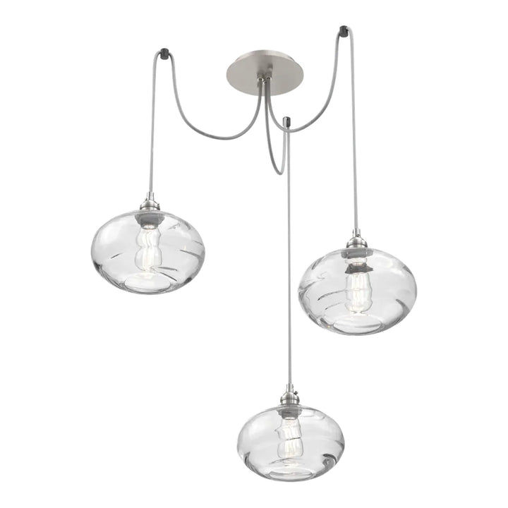 Coppa Swag Chandelier by Hammerton Studio in Beige Silver with Clear glass on adjustable cord (3 Lights)