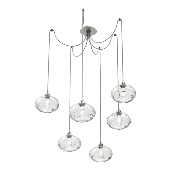 Coppa Swag Chandelier by Hammerton Studio in Beige Silver with Clear glass on adjustable cord (6 Lights)