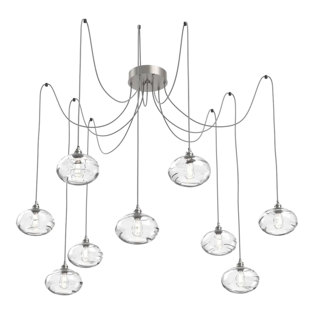 Coppa Swag Chandelier by Hammerton Studio in Beige Silver with Clear glass on adjustable cord (9 Lights)