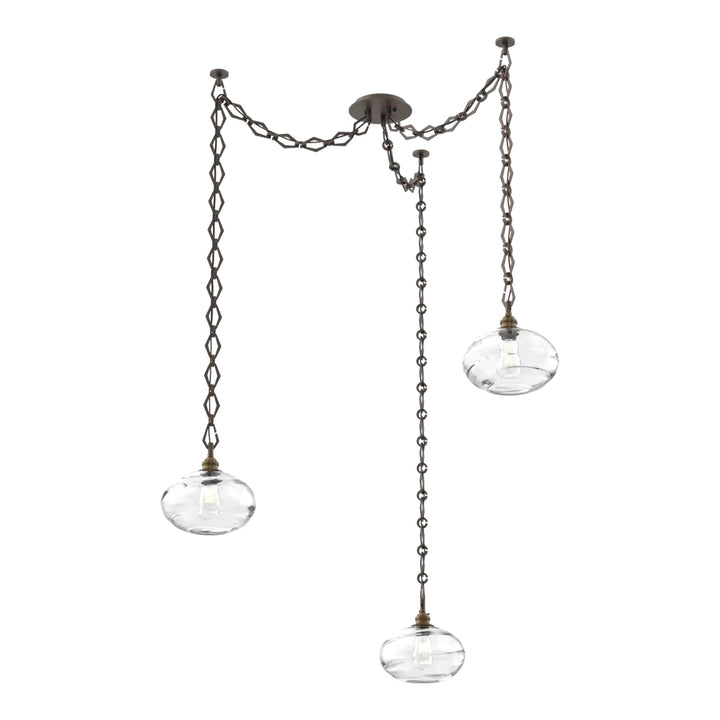 Coppa Swag Chandelier by Hammerton Studio in Flat Bronze with Clear glass on Diamond Chain (3 Lights)
