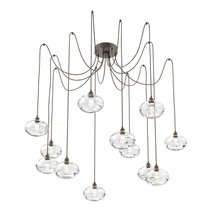 Coppa Swag Chandelier by Hammerton Studio in Flat Bronze with Clear glass on adjustable cord (12 Lights)