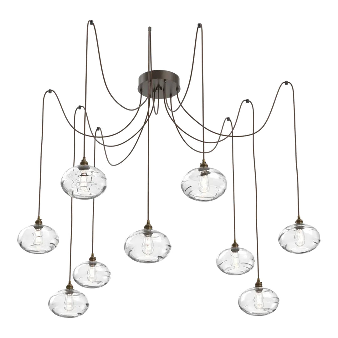 Coppa Swag Chandelier by Hammerton Studio in Flat Bronze with Clear glass on adjustable cord (9 Lights)