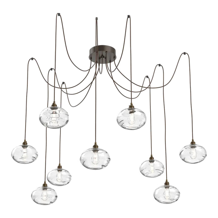 Coppa Swag Chandelier by Hammerton Studio in Flat Bronze with Clear glass on adjustable cord (9 Lights)
