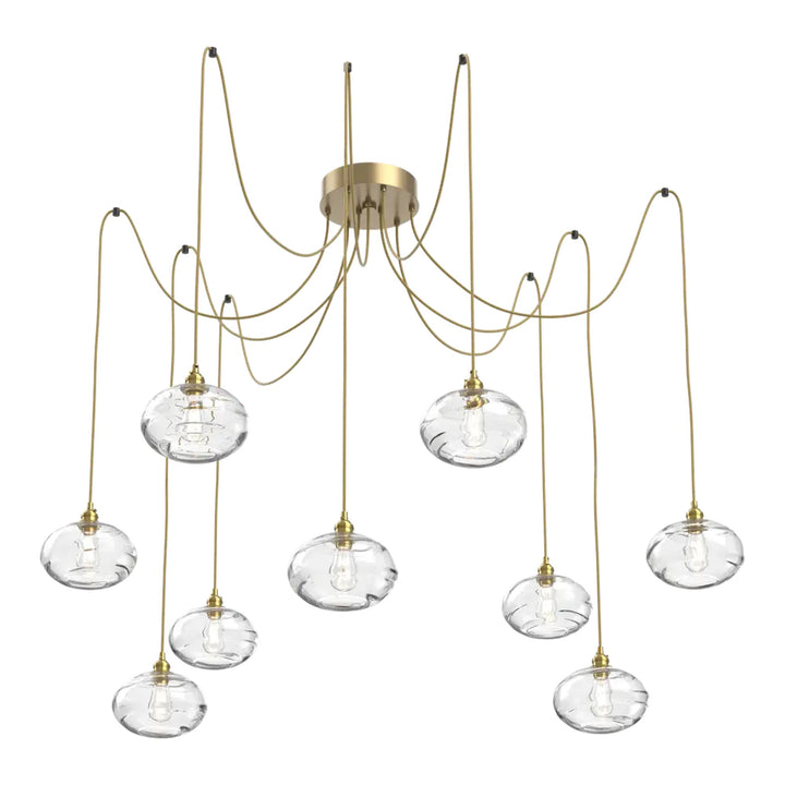 Coppa Swag Chandelier by Hammerton Studio in Gilded Brass with Clear glass on adjustable cord (9 Lights)