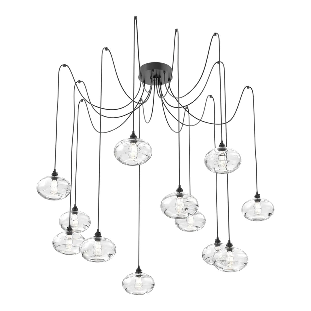 Coppa Swag Chandelier by Hammerton Studio in Matte Black with Clear glass on adjustable cord (12 Lights)