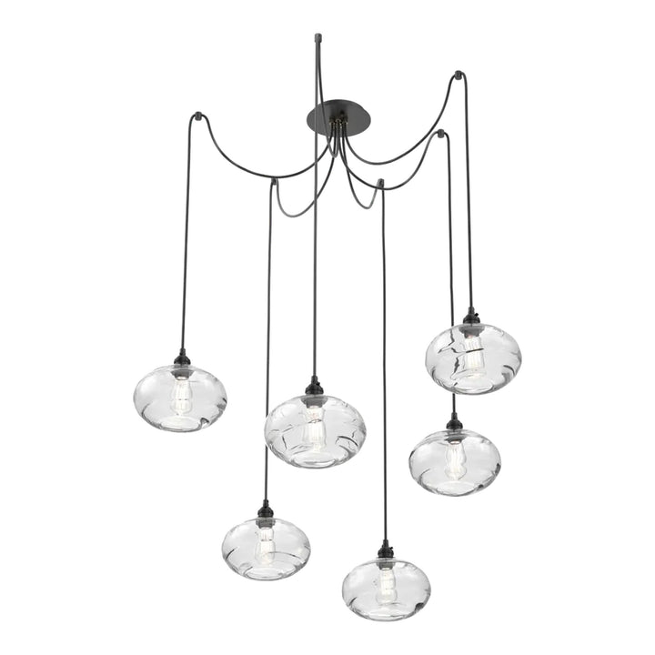 Coppa Swag Chandelier by Hammerton Studio in Matte Black with Clear glass on adjustable cord (6 Lights)