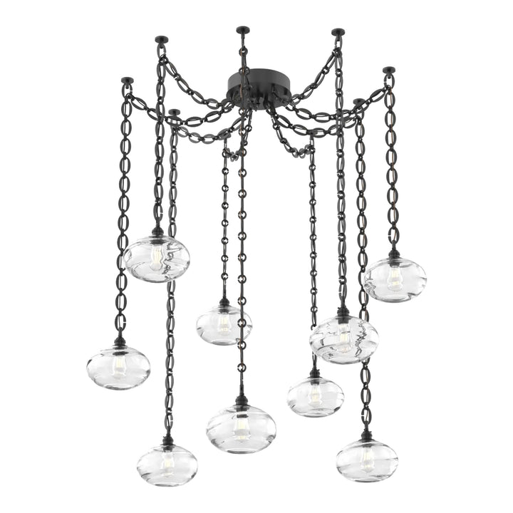 Coppa Swag Chandelier by Hammerton Studio in Matte Black on Oval Chain