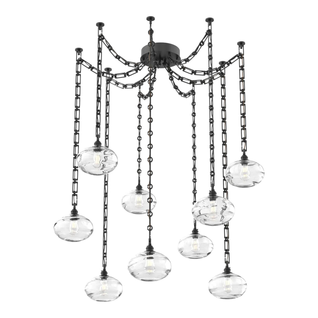 Coppa Swag Chandelier by Hammerton Studio in Matte Black on Rectangular Chain