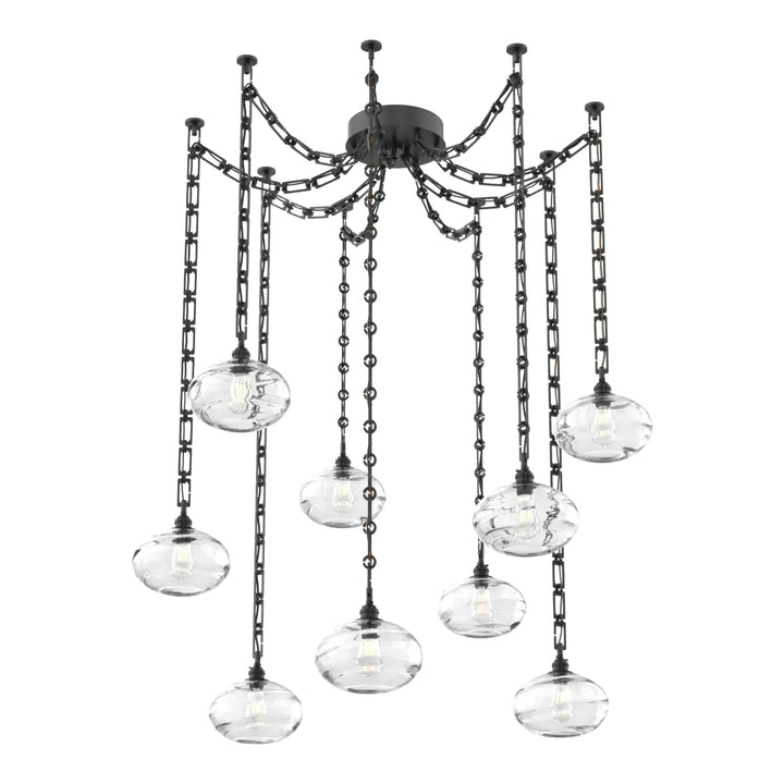 Coppa Swag Chandelier by Hammerton Studio in Matte Black on Rectangular Chain