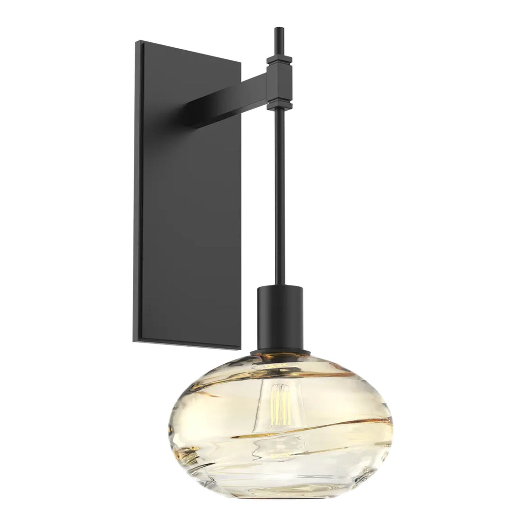 Coppa Tempo Sconce by Hammerton Studio in Matte Black with Amber glass