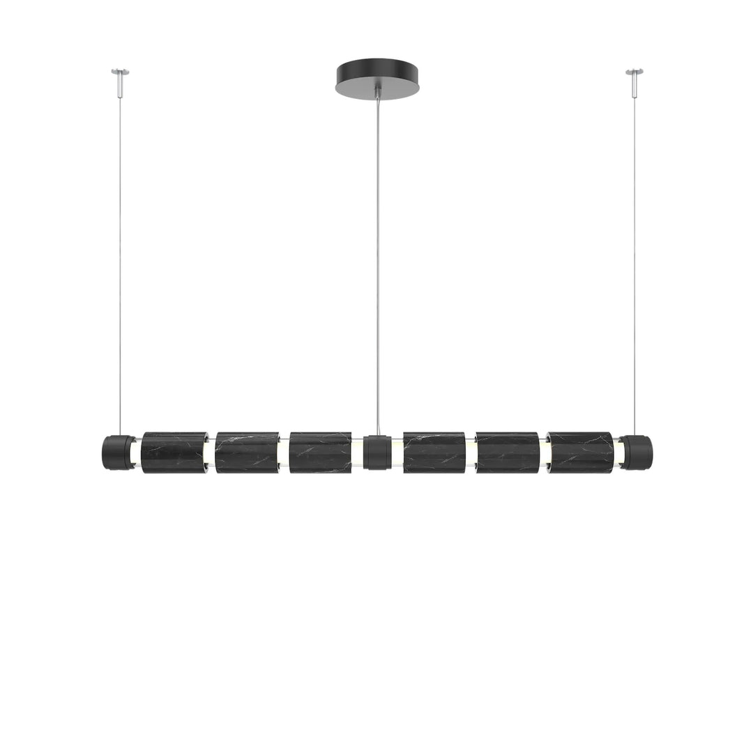 Corinth Mandrel Chandelier by Hammerton Studio – Medium in Matte Black with Black Marble stone