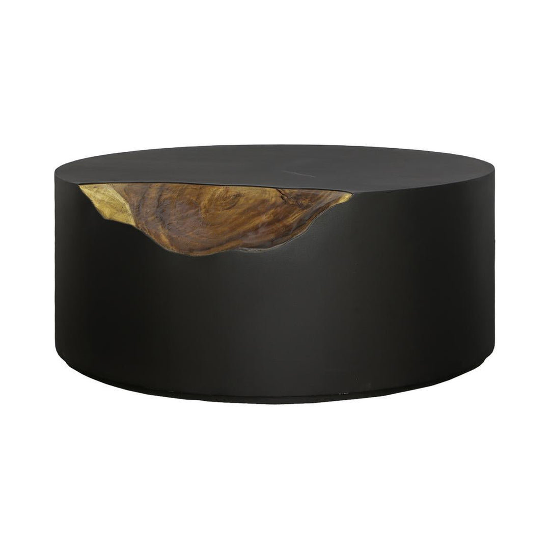 Cornered Coffee Table, Natural, Iron, Round by Phillips Collection — centered product view