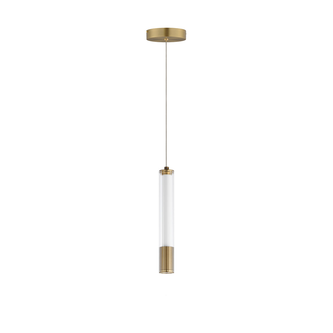 Cortex 10" LED Pendant by ET2 Lighting in Natural Aged Brass, front view