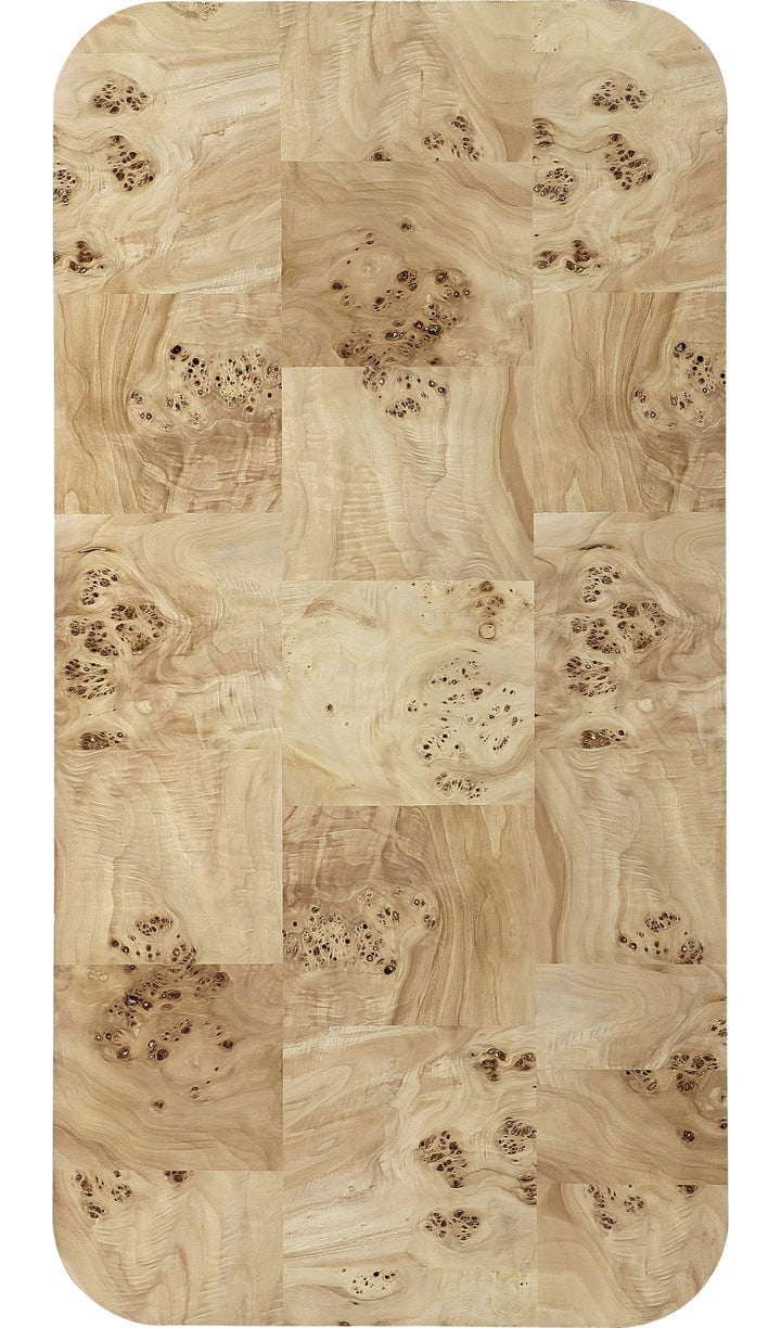 Cosmo Mappa Burl Coffee Table in Amber Kiss — product view on a white background