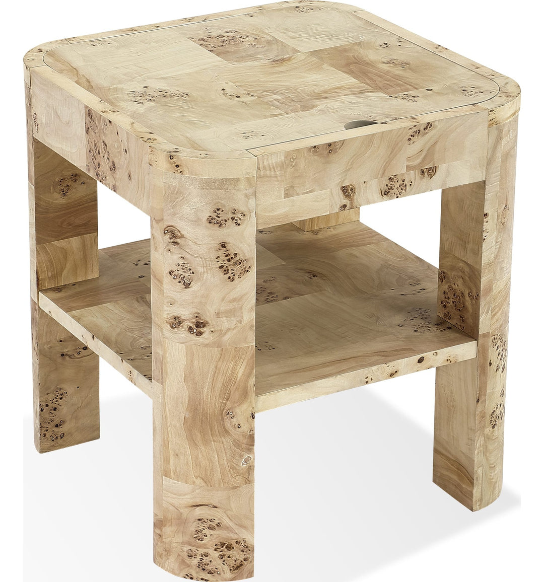 Cosmo Mappa Burl End Table in Amber Kiss — product view on a white background