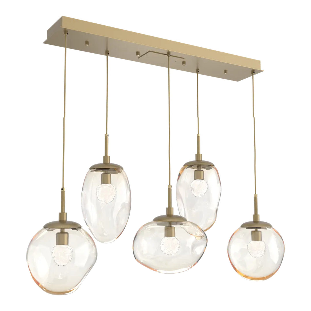 Cosmos Linear Pendant Chandelier by Hammerton Studio with Floret inner glass