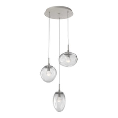 Cosmos Round Pendant Chandelier by Hammerton Studio 3 Lights in Beige Silver with Clear glass on adjustable cord (LED)