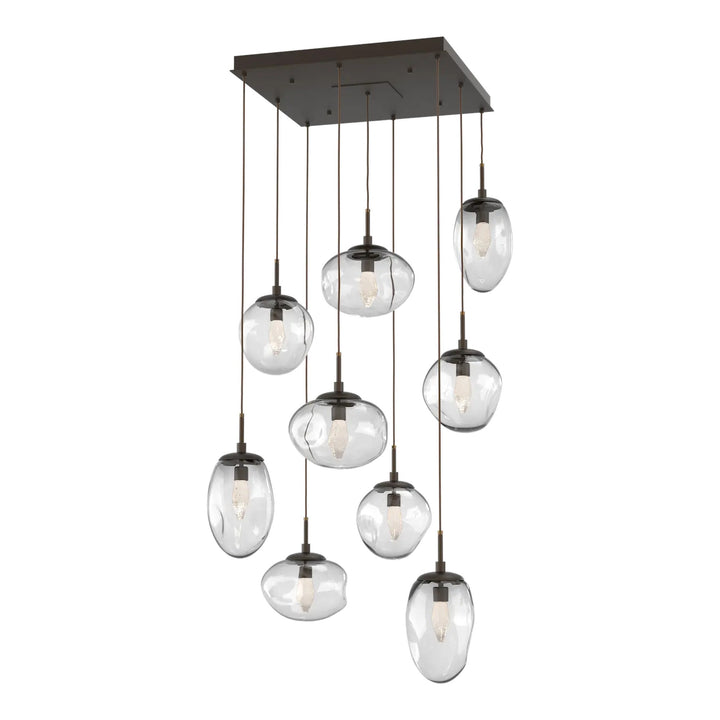 Cosmos Square Pendant Chandelier by Hammerton Studio in Flat Bronze with Clear glass