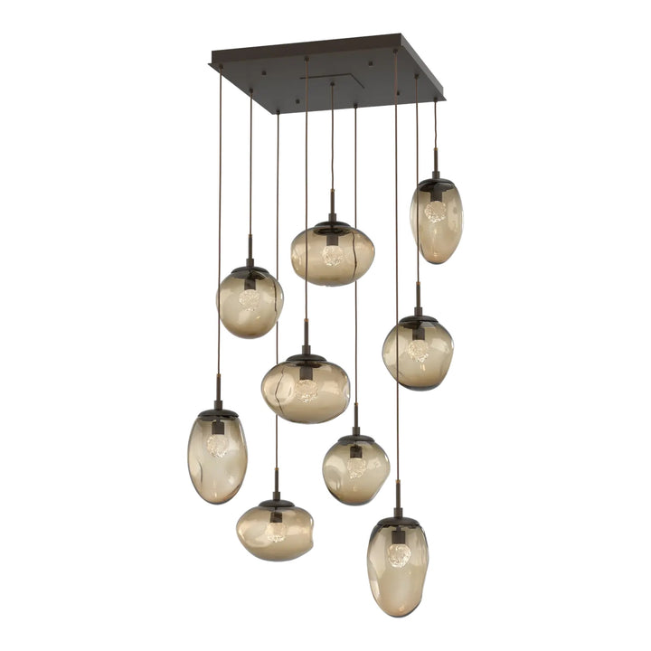 Cosmos Square Pendant Chandelier by Hammerton Studio with Floret inner glass