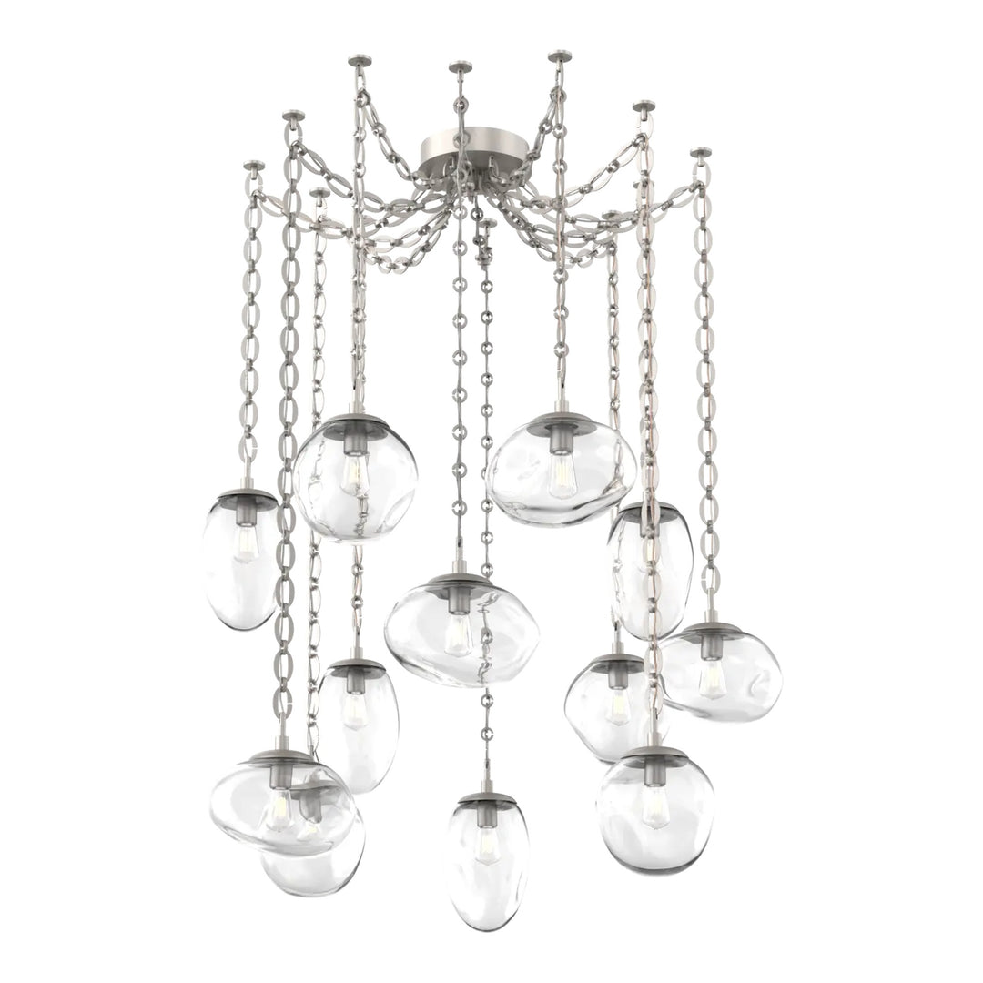 Cosmos Swag Chandelier by Hammerton Studio 12 Lights in Beige Silver with Clear glass on chain (E26)