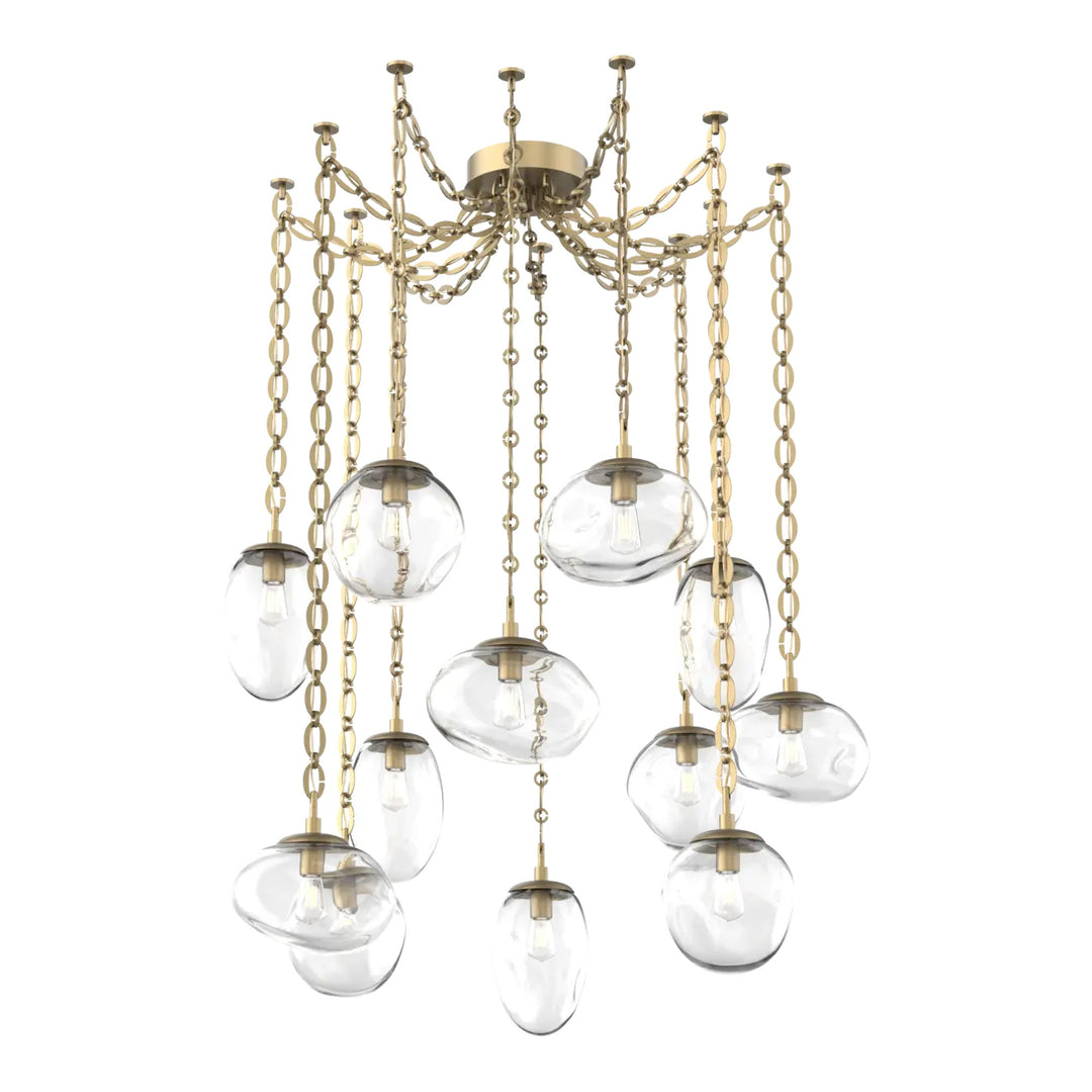 Cosmos Swag Chandelier by Hammerton Studio 12 Lights in Gilded Brass with Clear glass on chain (E26)