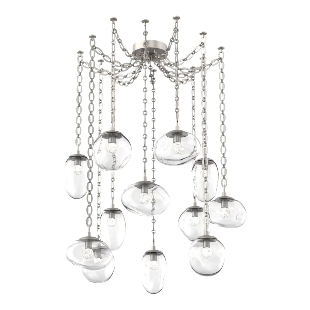 Cosmos Swag Chandelier by Hammerton Studio 12 Lights in Beige Silver with Clear glass on chain (LED)