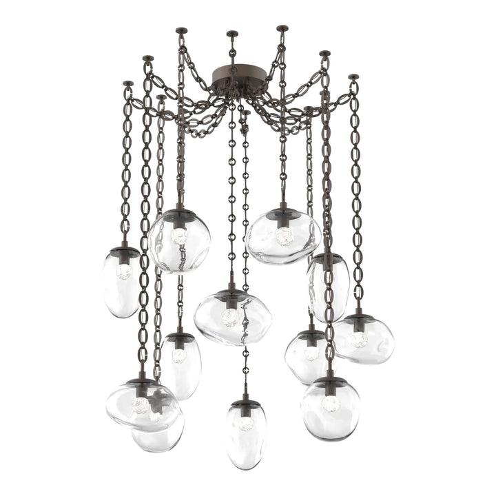 Cosmos Swag Chandelier by Hammerton Studio 12 Lights in Flat Bronze with Clear glass on chain (LED)