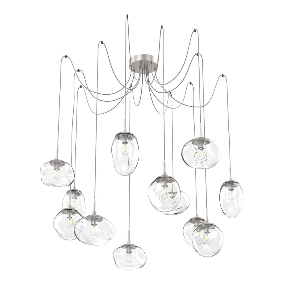 Cosmos Swag Chandelier by Hammerton Studio 12 Lights in Beige Silver with Clear glass on adjustable cord (E26)