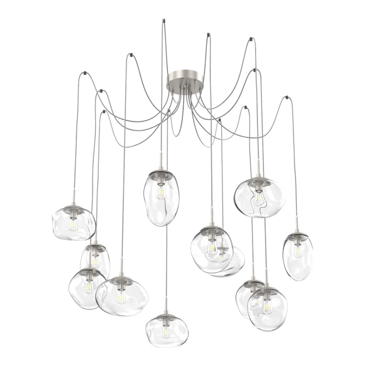 Cosmos Swag Chandelier by Hammerton Studio 12 Lights in Beige Silver with Clear glass on adjustable cord (E26)
