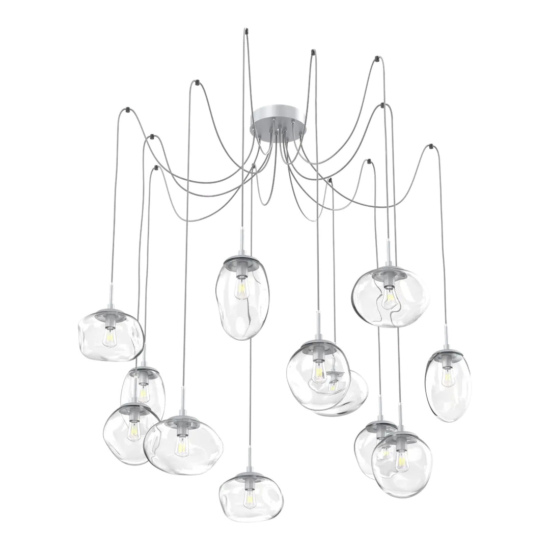 Cosmos Swag Chandelier by Hammerton Studio 12 Lights in Classic Silver with Clear glass on adjustable cord (E26)