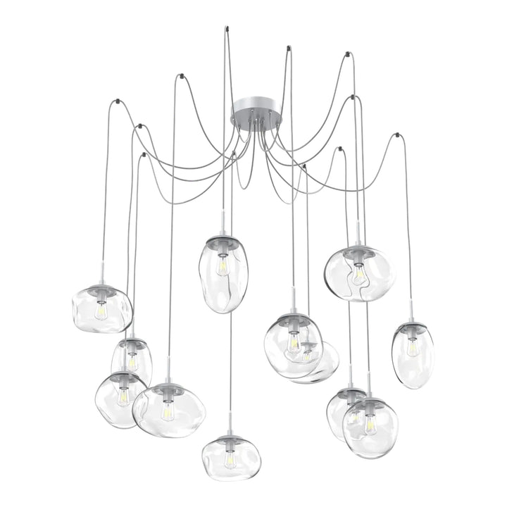 Cosmos Swag Chandelier by Hammerton Studio 12 Lights in Classic Silver with Clear glass on adjustable cord (E26)