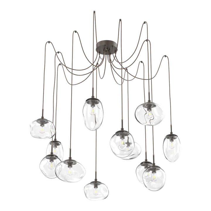 Cosmos Swag Chandelier by Hammerton Studio 12 Lights in Flat Bronze with Clear glass on adjustable cord (E26)