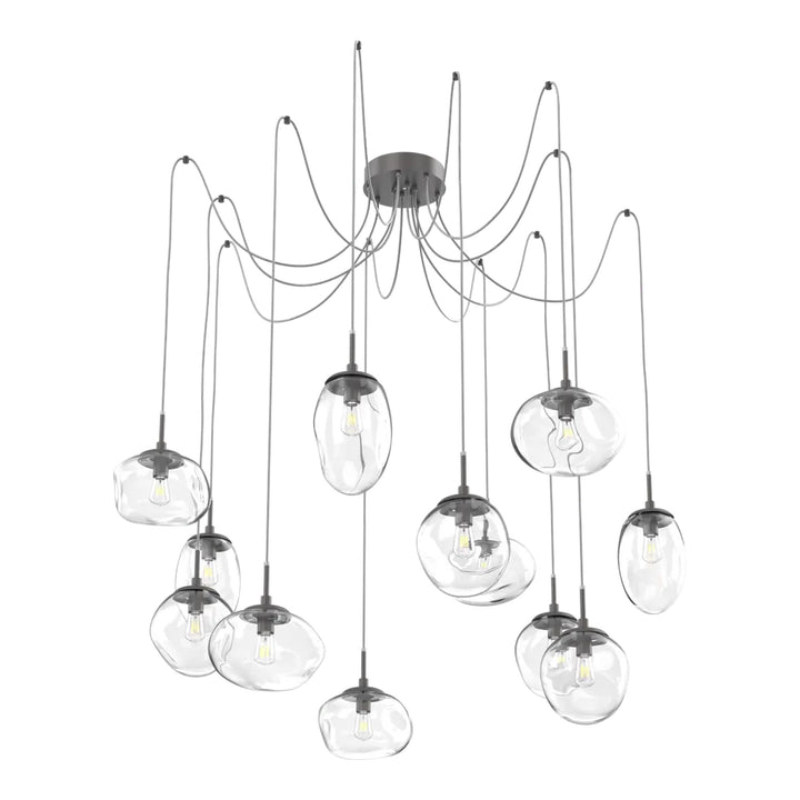 Cosmos Swag Chandelier by Hammerton Studio 12 Lights in Graphite with Clear glass on adjustable cord (E26)