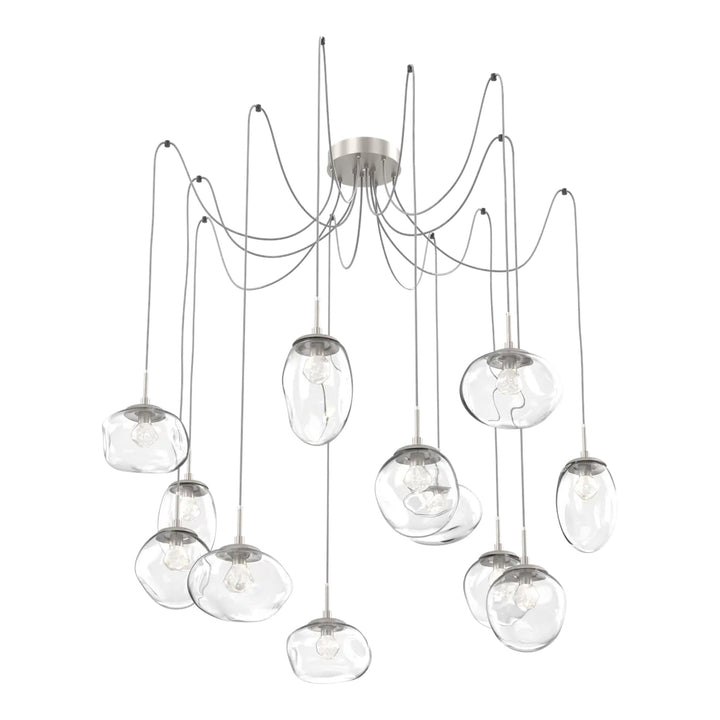 Cosmos Swag Chandelier by Hammerton Studio 12 Lights in Beige Silver with Clear glass on adjustable cord (LED)