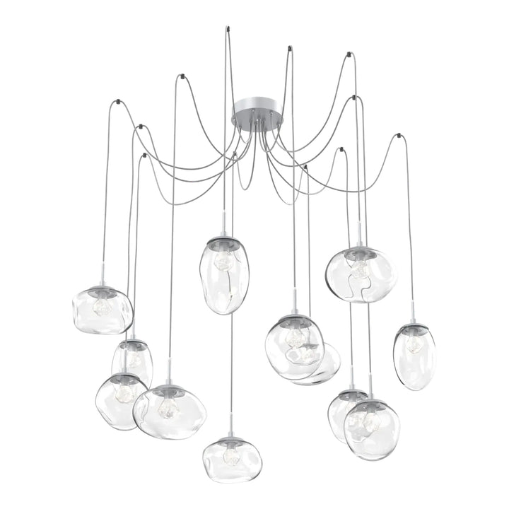 Cosmos Swag Chandelier by Hammerton Studio 12 Lights in Classic Silver with Clear glass on adjustable cord (LED)
