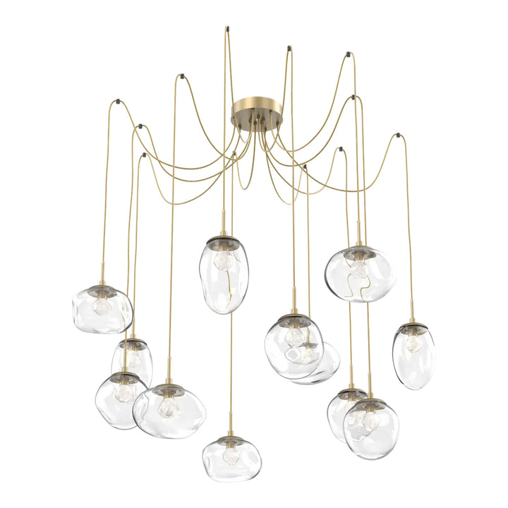 Cosmos Swag Chandelier by Hammerton Studio 12 Lights in Gilded Brass with Clear glass on adjustable cord (LED)