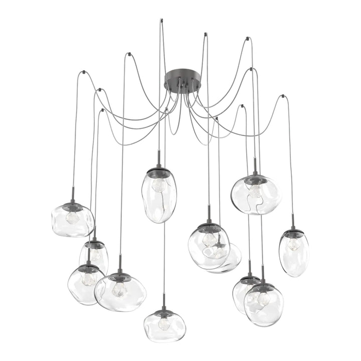 Cosmos Swag Chandelier by Hammerton Studio 12 Lights in Graphite with Clear glass on adjustable cord (LED)