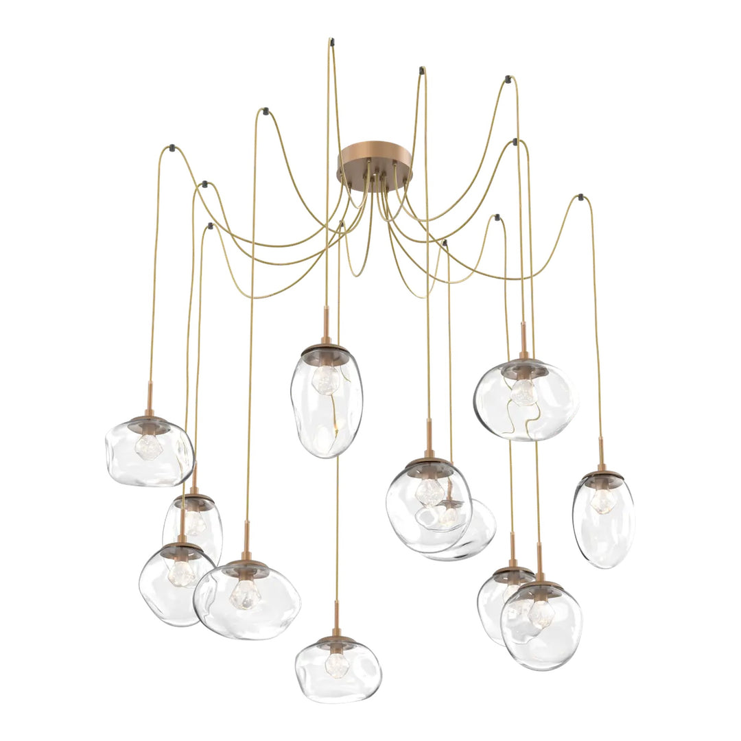 Cosmos Swag Chandelier by Hammerton Studio 12 Lights in Novel Brass with Clear glass on adjustable cord (LED)