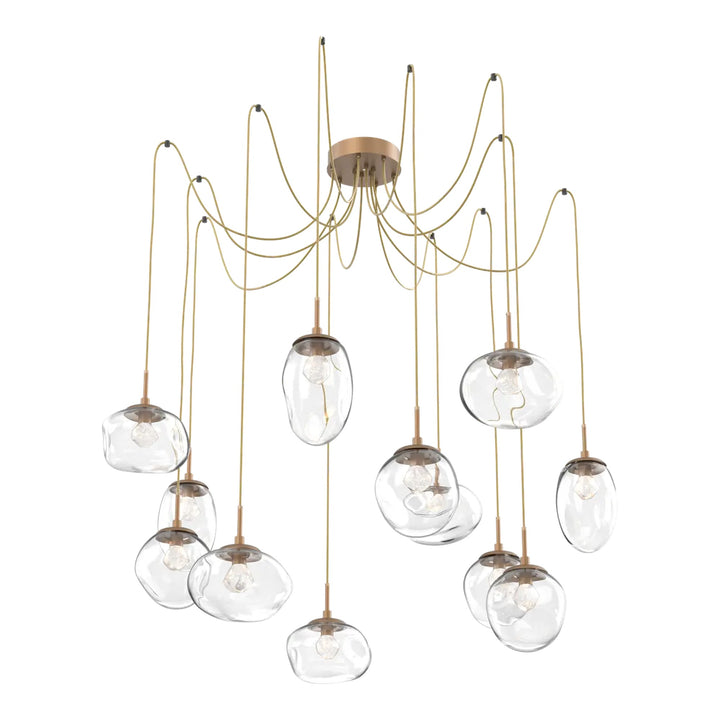 Cosmos Swag Chandelier by Hammerton Studio 12 Lights in Novel Brass with Clear glass on adjustable cord (LED)